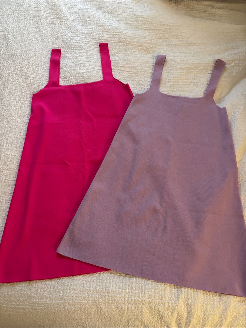 Zara Hot Pink and Lavender Square Neck Shift Dresses